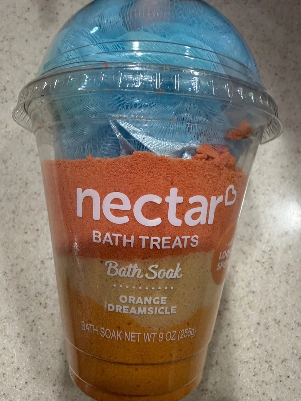 Nectar fruit smoothie whipped soap and orange creamsicle bath soak w/loofah spg.
